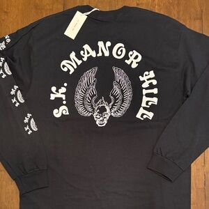 S. K. Manor Hill Black skull Long Sleeve Shirt in size small